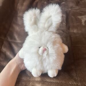 Russ Berrie Poofie Bunny Rabbit Stuffed Animal White Sparkly Vintage Toy